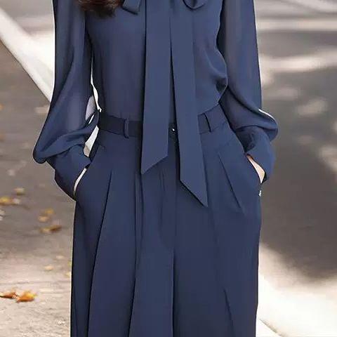 Elegant And Chic Blue Shirt Set With A Little Dress