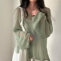 Karrram Lazy Style Full Sleeves Jumpers Tops Hollow Out Sexy Women Fashion Casual Streetwear Chic Femme Sweaters Pullovers