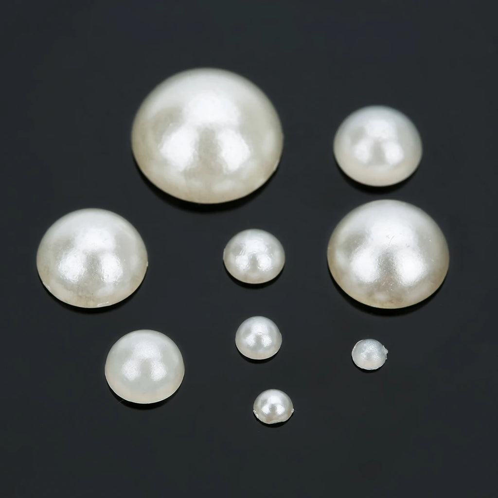 50-500pcs/lot Flat Back Half Pearl Beads 2/3/4/5/6/8/10/12/14mm Domed Cabochon Beads DIY Jewelry Making Material F1541