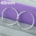 DOTEFFIL 925 Sterling Silver 40/45/50mm Round Circle Hoop Earrings For Women Wedding Engagement Party Jewelry