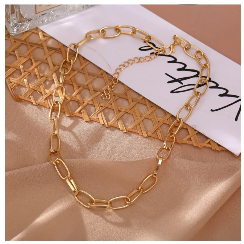 Sexy Clavicle Short Punk Gold Color Big Chains Necklaces Gothic Jewelry Women Pendant Choker Neckalce Girl Valentine's Day Gift