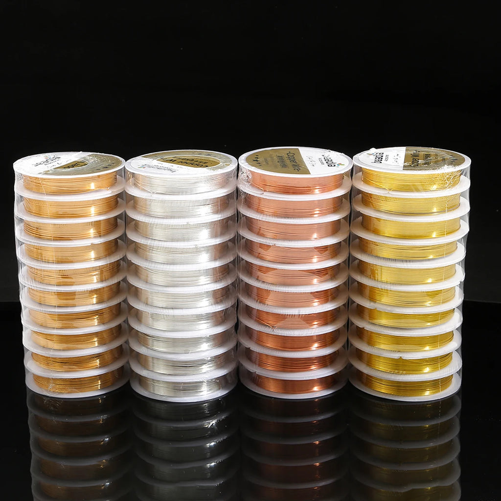 No Fade Wire 0.3 0.4 0.5 0.6 0.8 1.0mm 1.5-15Meters/Roll KC Gold/Silver/Copper Beading Wire Jewelry Cord String for Craft Making