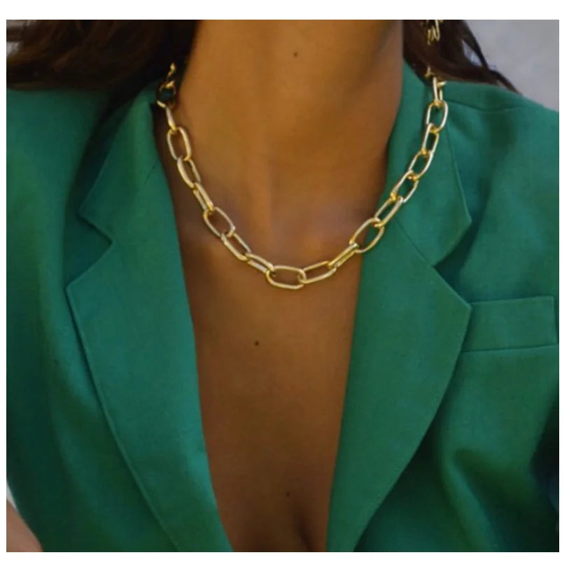 Sexy Clavicle Short Punk Gold Color Big Chains Necklaces Gothic Jewelry Women Pendant Choker Neckalce Girl Valentine's Day Gift
