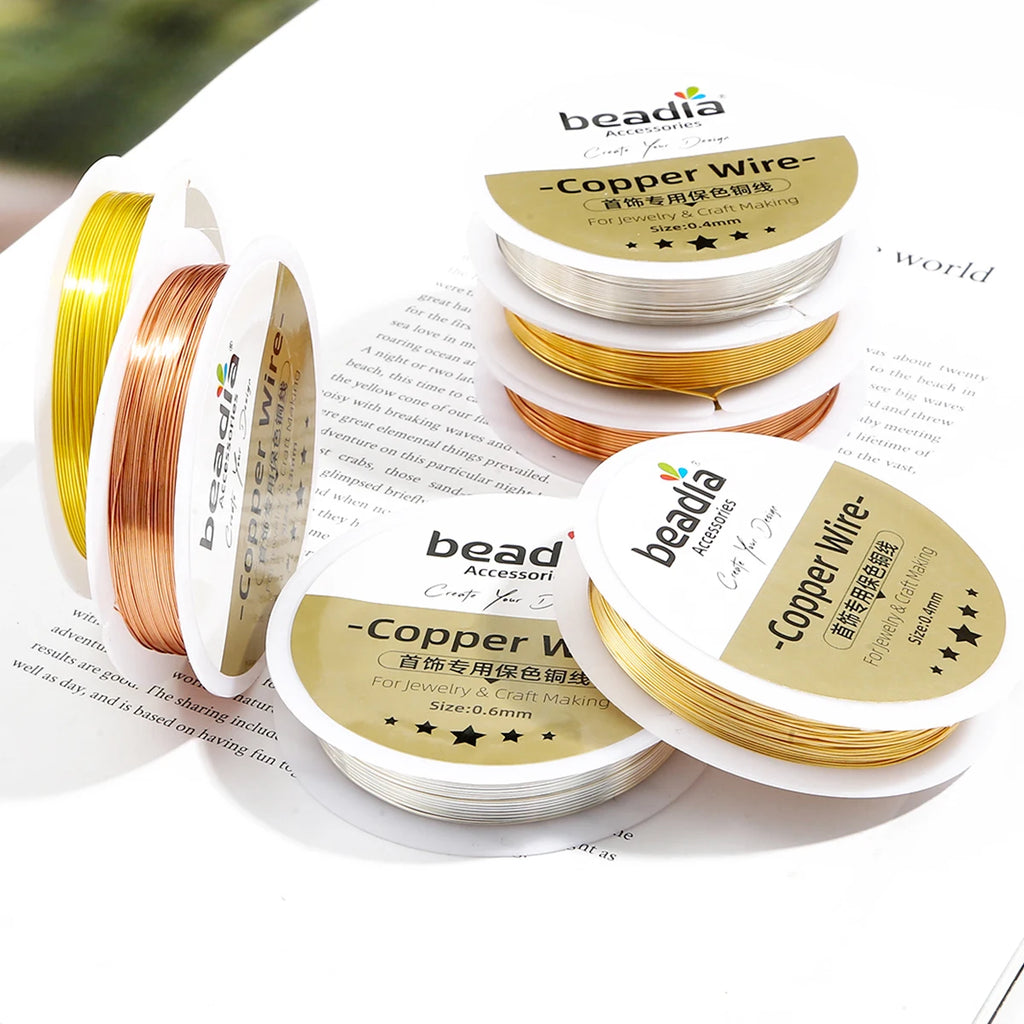 No Fade Wire 0.3 0.4 0.5 0.6 0.8 1.0mm 1.5-15Meters/Roll KC Gold/Silver/Copper Beading Wire Jewelry Cord String for Craft Making