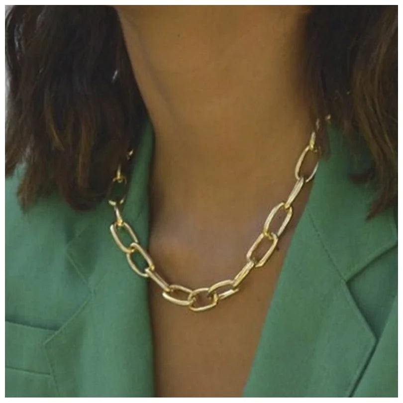 Sexy Clavicle Short Punk Gold Color Big Chains Necklaces Gothic Jewelry Women Pendant Choker Neckalce Girl Valentine's Day Gift
