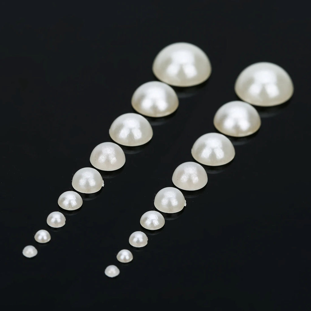 50-500pcs/lot Flat Back Half Pearl Beads 2/3/4/5/6/8/10/12/14mm Domed Cabochon Beads DIY Jewelry Making Material F1541