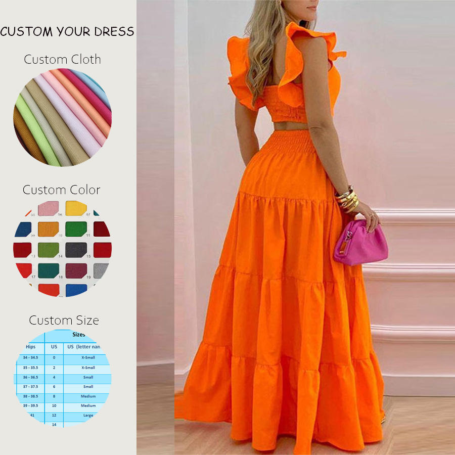 Custom Women Clothing 2 Pieces Sets Custom Wholesale Ladies Casual Cotton Solid Tops & Skirts Set for Women