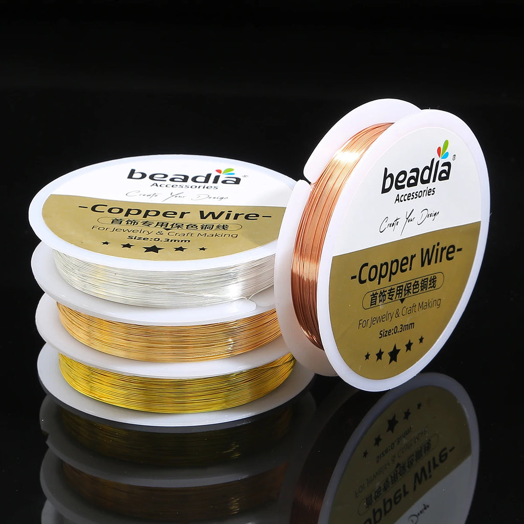 No Fade Wire 0.3 0.4 0.5 0.6 0.8 1.0mm 1.5-15Meters/Roll KC Gold/Silver/Copper Beading Wire Jewelry Cord String for Craft Making