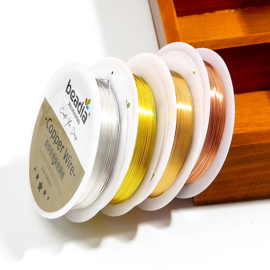No Fade Wire 0.3 0.4 0.5 0.6 0.8 1.0mm 1.5-15Meters/Roll KC Gold/Silver/Copper Beading Wire Jewelry Cord String for Craft Making