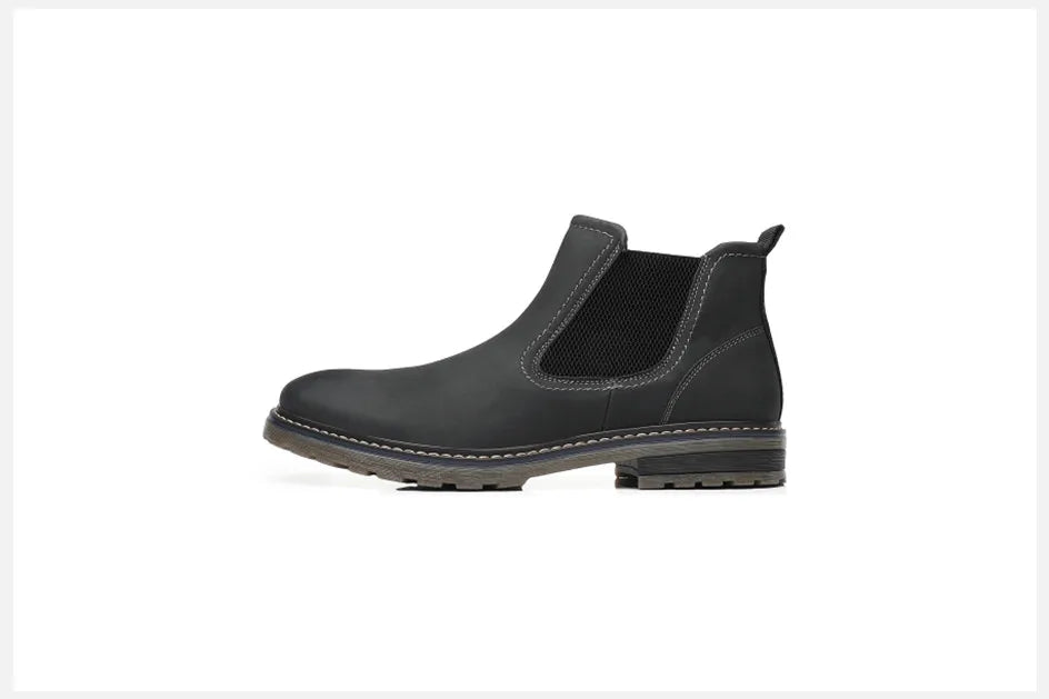 BHKH 2025 Men Chelsea Boots New Winter Men Boots  Soft Leather Elastic Strap Ankle Boots Smart Formal Business Casual Man Shoes
