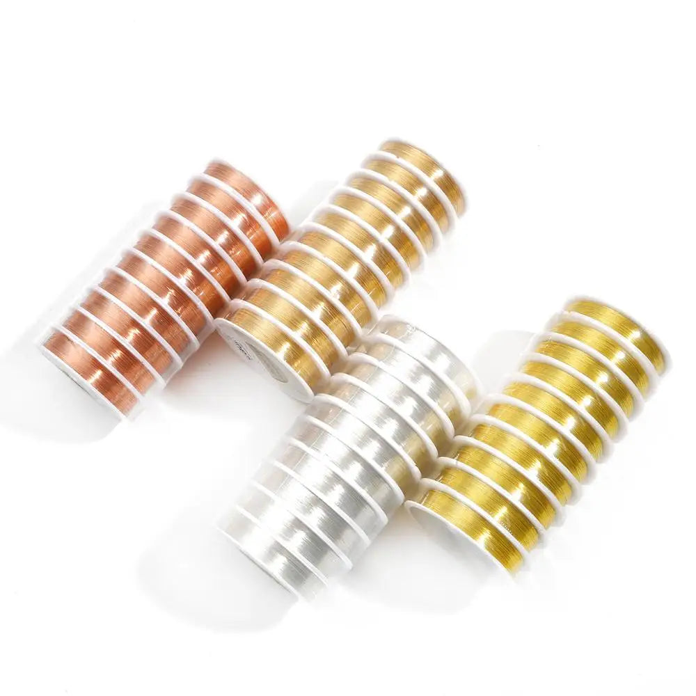 No Fade Wire 0.3 0.4 0.5 0.6 0.8 1.0mm 1.5-15Meters/Roll KC Gold/Silver/Copper Beading Wire Jewelry Cord String for Craft Making