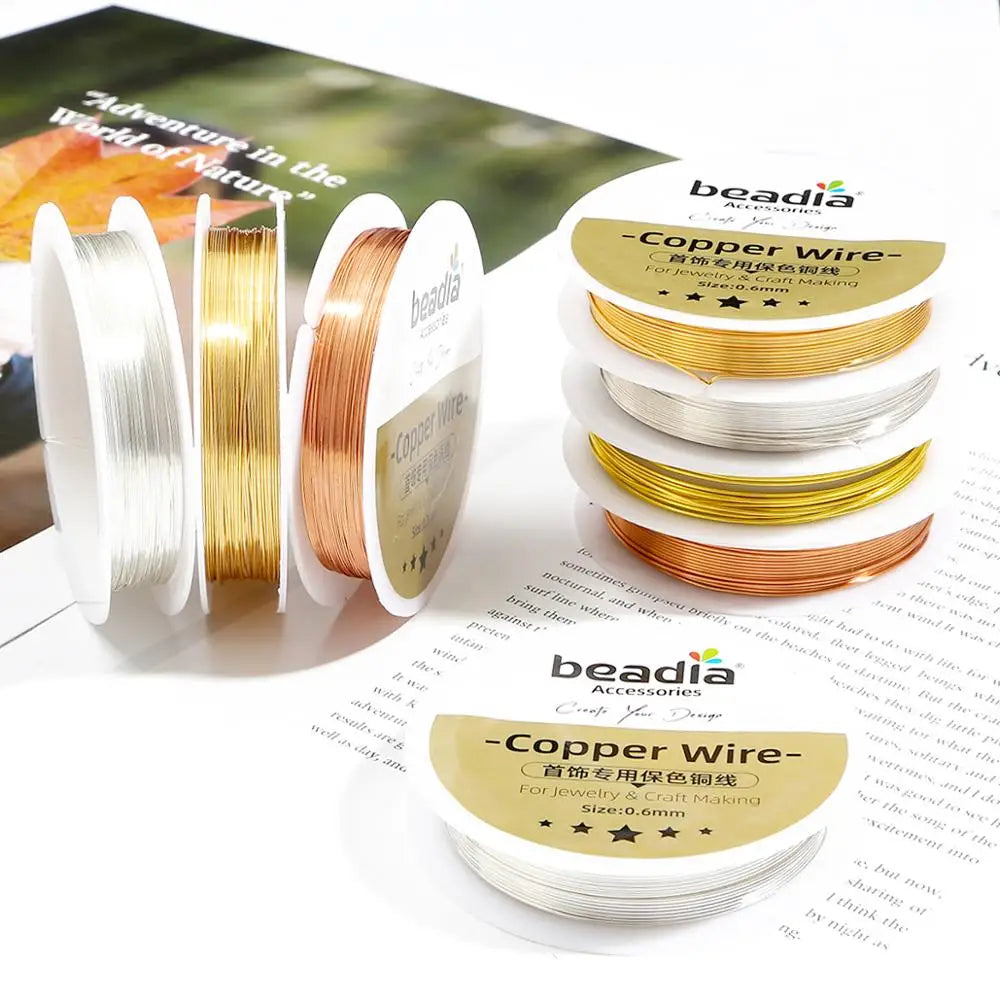 No Fade Wire 0.3 0.4 0.5 0.6 0.8 1.0mm 1.5-15Meters/Roll KC Gold/Silver/Copper Beading Wire Jewelry Cord String for Craft Making