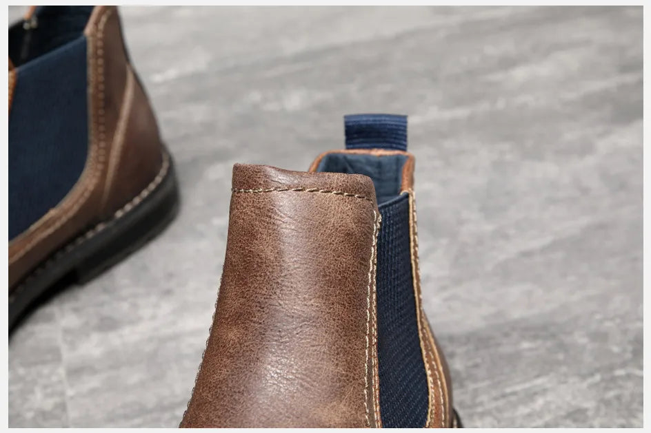 BHKH 2025 Men Chelsea Boots New Winter Men Boots  Soft Leather Elastic Strap Ankle Boots Smart Formal Business Casual Man Shoes