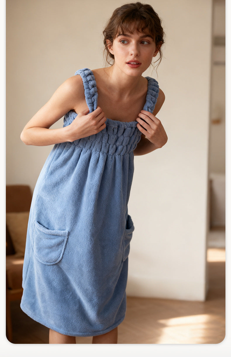 Cross-Border Fashion New Wearable Coral Velvet Suspender Dress Women's Full-Body Sleeveless Bathrobe Absorbent Bathing Skin-Friendly Bath Towel