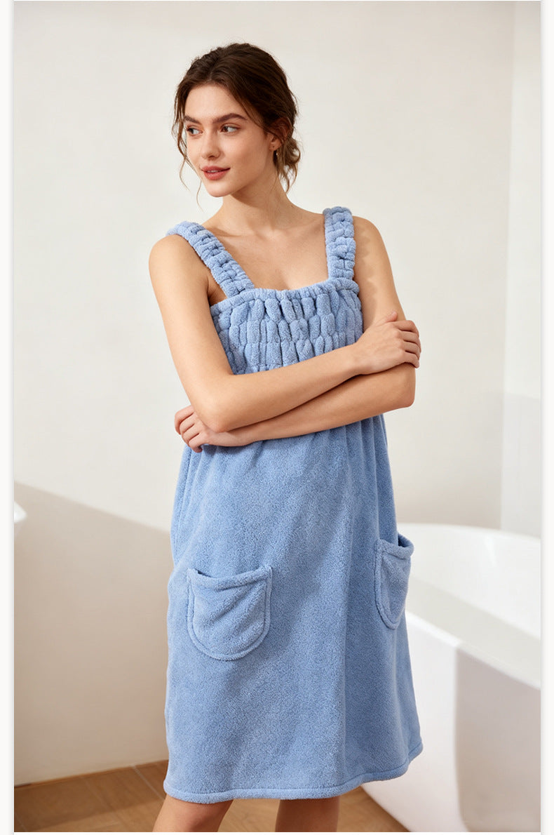 Cross-Border Fashion New Wearable Coral Velvet Suspender Dress Women's Full-Body Sleeveless Bathrobe Absorbent Bathing Skin-Friendly Bath Towel