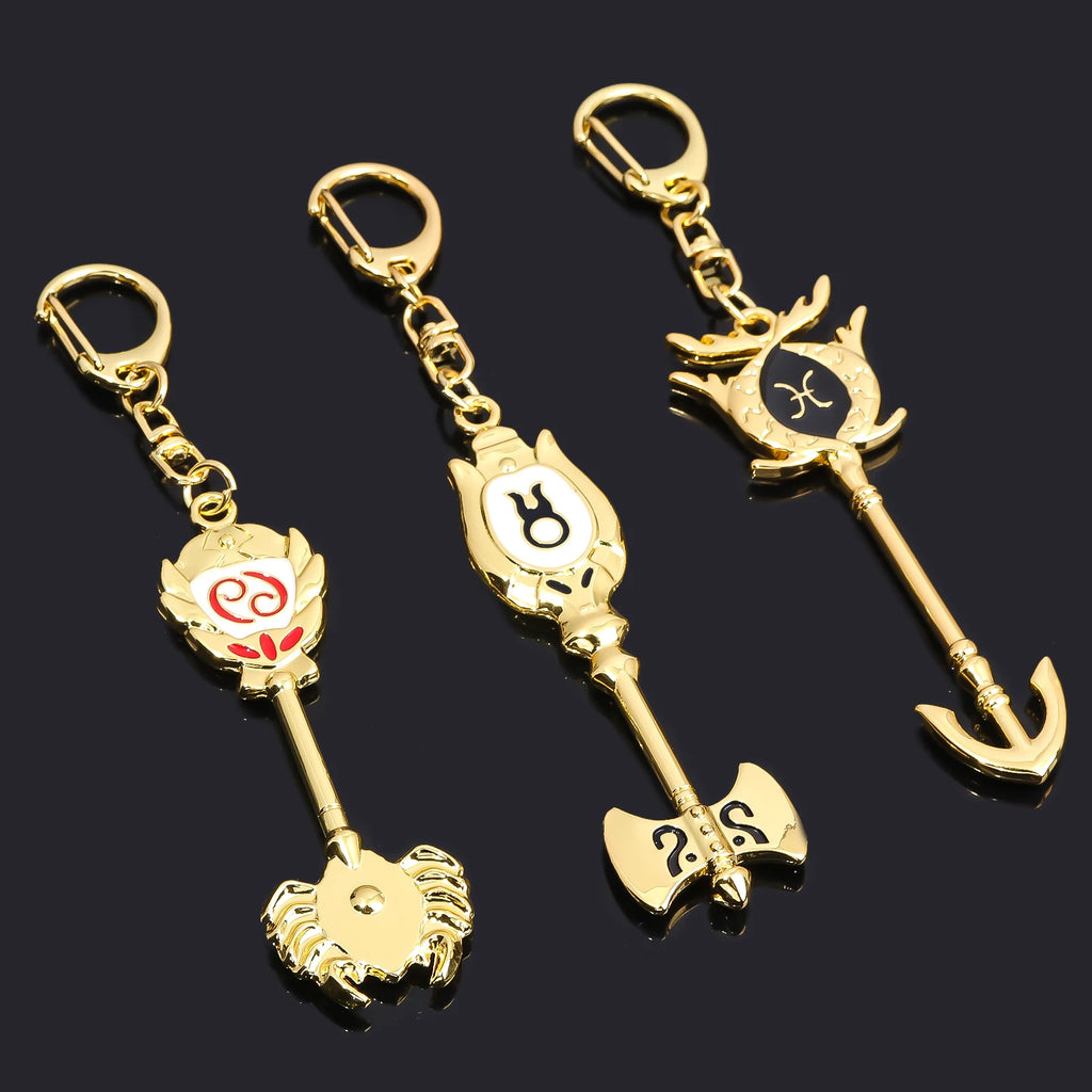 Anime Fairy Tail 12 Constellation Keychain Western Zodiac Star Spirit Magician Summoning Key Unisex Jewelry Accessories Gift