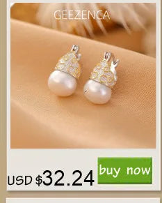 GEEZENCA 925 Silver Pearl 3D Swallow Bird Statement Earrings Women Designer Trendy Dainty Unique Stud Earring Party Gift For Her