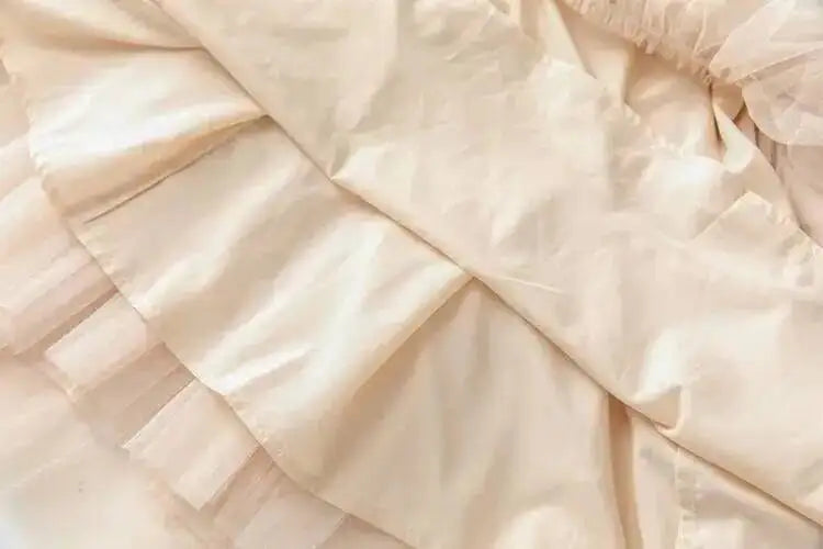 QMQA Fashion Women's Elegant Dress Embroidery Sequin Flare Sleeve Ruffle Puff Cake Dresses 2025 Summer New Female Clothing QM648