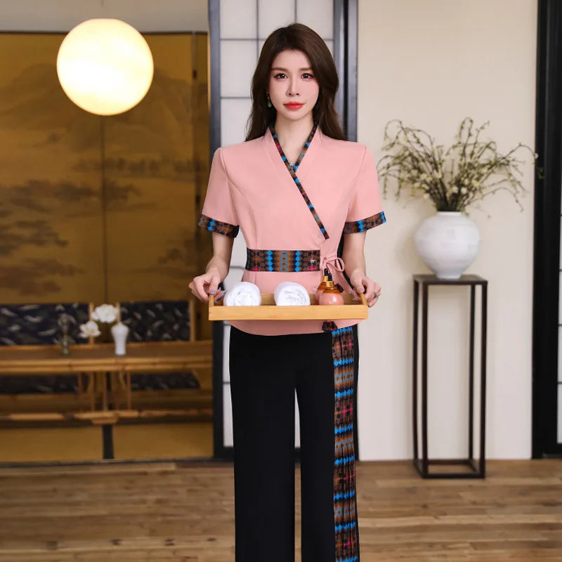 Woman Work Clothes Suit Hotel Waiter Beauty Salon Spa Massage Nail Cafe Sexy Foot Bath Sauna Technician Overall Pants Uniform