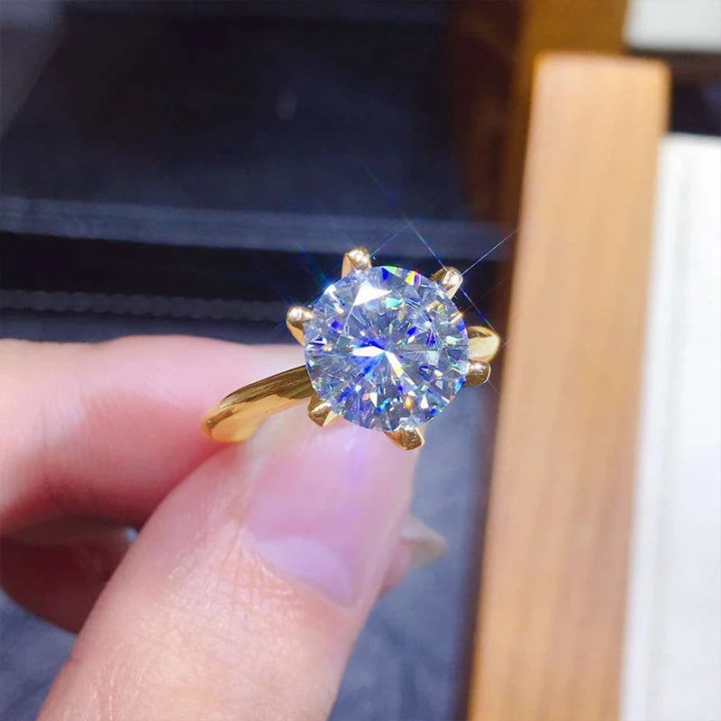 3ct Diamond Ring Solitaire Woman Silver 925 Yellow Gold Moissanite Ring Engagement Wedding 2ct Moissanite Ring with Certificate