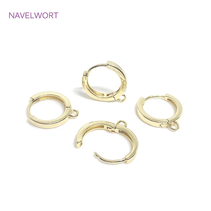 14K Gold Plated Round Hoop Earring Clasps Fitting Base Findings,Clasp For Earrings,DIY Jewelry Making Accessories Wholesale