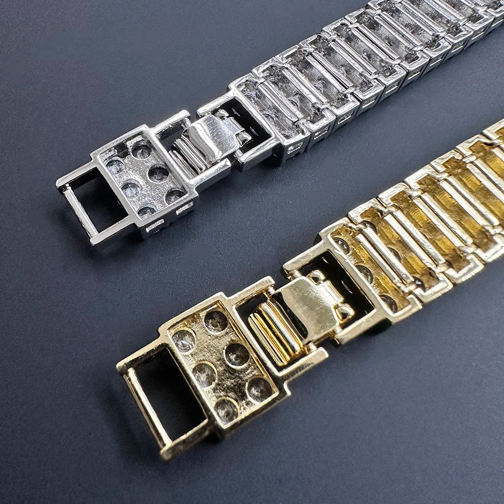 AZ 3 Rows Iced Out Tennis Chain Bracelet for Men Women Bling Zircon Hand Chain Hip Hop Jewelry Gift Drop Shipping