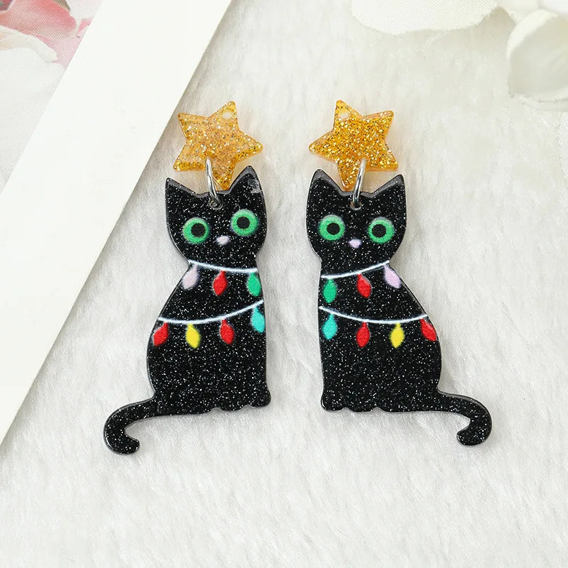 Ladies' fashionable cat design with cute earrings suitable for daily wear, gatherings, and holiday gifts