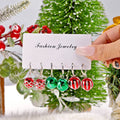 3 Pairs/Set Creative Acrylic Ball Hoop Earrings for Women Christmas Printing Snowflake Bell Ball Dangle Earring New Year Jewelry