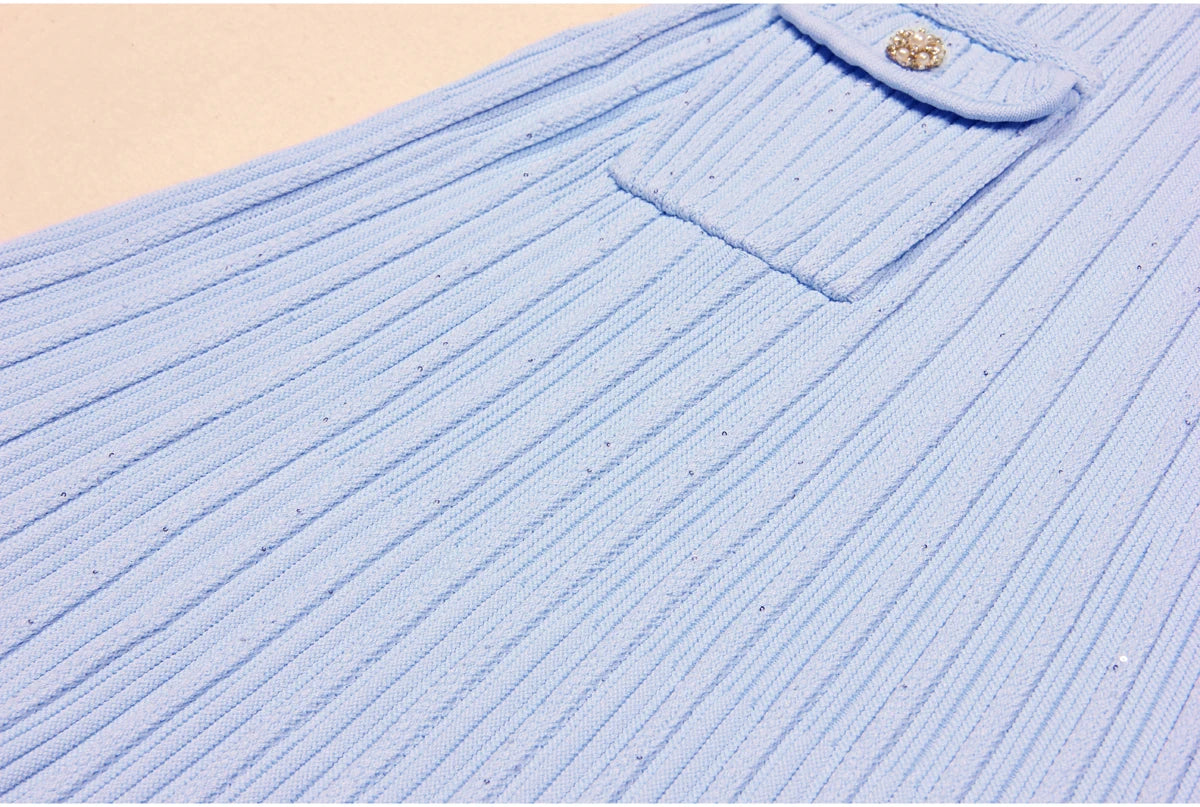 High Quality Summer 2024 New Short Sleeve Little Fragrance Dress Fashionable And Versatile Lady Celebrity Short Knit Skirt