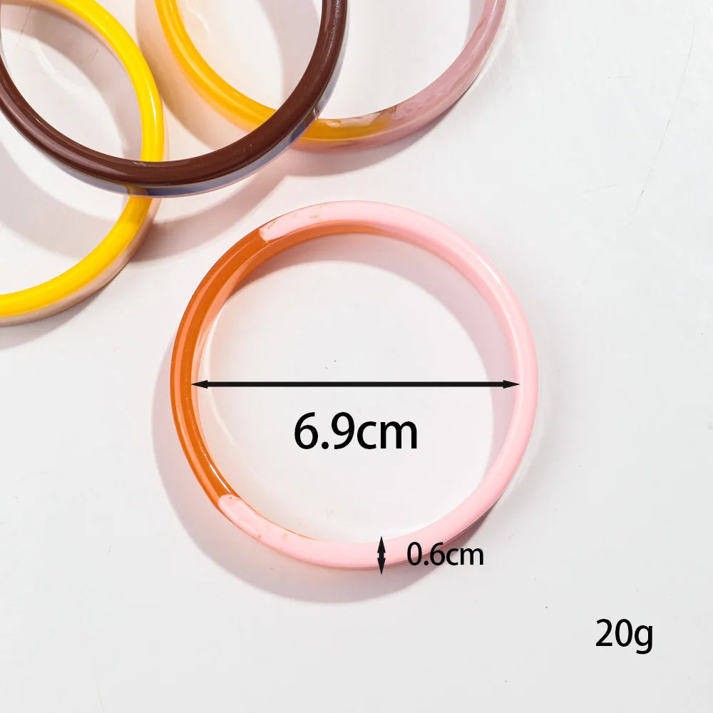 New Resin Gradient Bangles Bracelets for Girls Boho Acrylic Round Wide Cuff Bangles 2024 Jewelry Gifts
