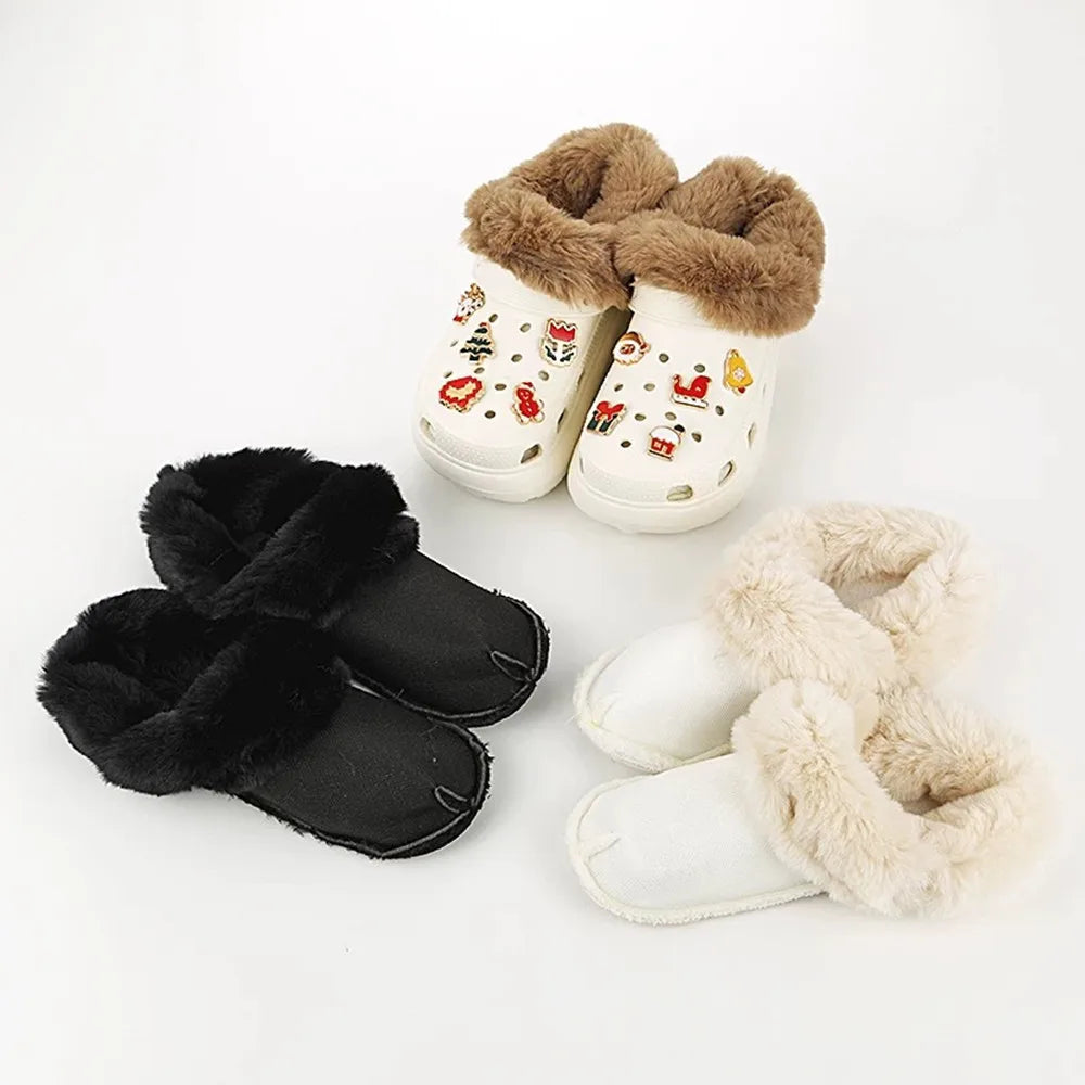 1 Pair Winter Warm Insoles For Women Men Thickened Plush Fur Lining Inserts clogs Lining Shoes Pads Removable Clogs Shoe Covers