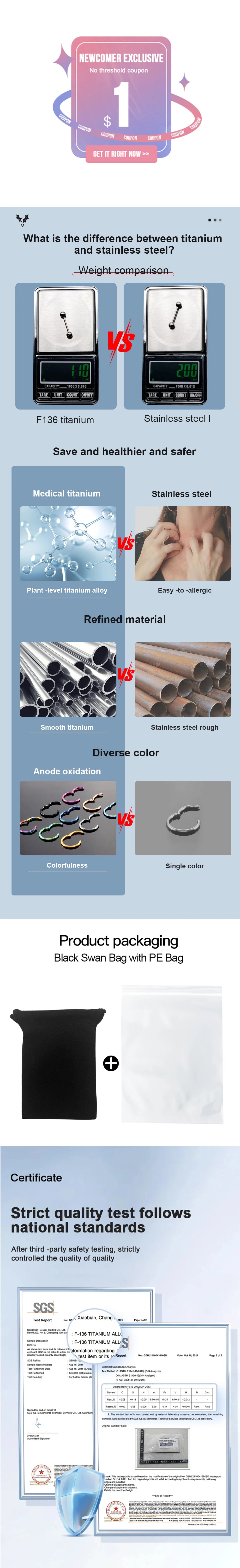 MZ 1Pcs F136 Titanium Eyebrow Stud Pointed Cone Round Ball Star Curved Rod Internal Thread 16G Earrings Body Piercing Jewelry
