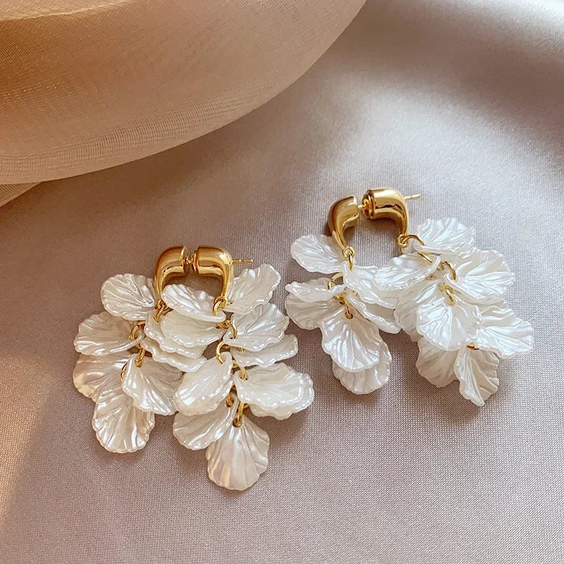 New fashion jewelry 14K gold plated  leaves tassels front  back wearing earrings elegant women's summer style beach accessories