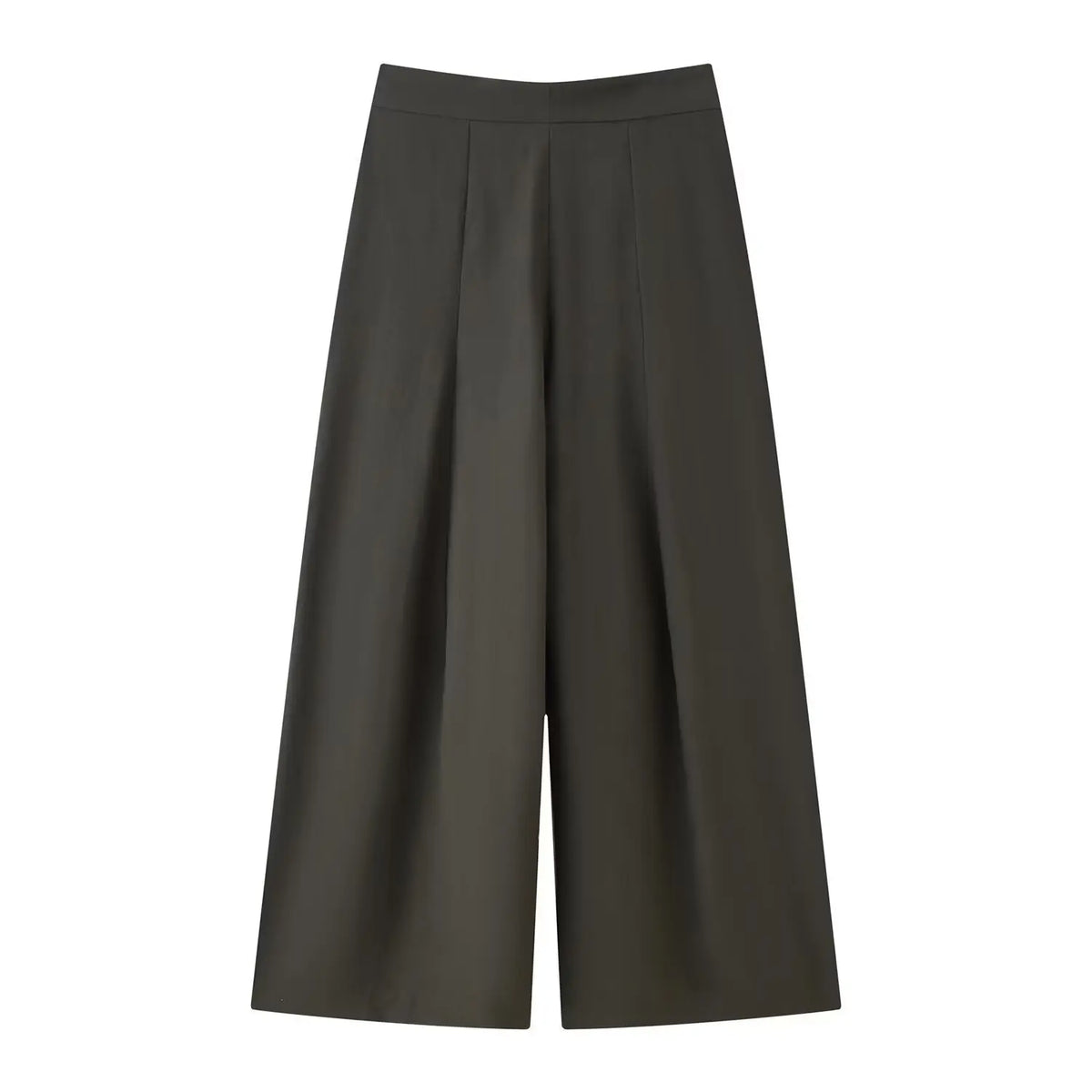 Fashion Army Green Loose Wide Leg Pants Women Casual Zip-up Pocket Pleated Long Trousers High Street Chic Long Pants 2026 New