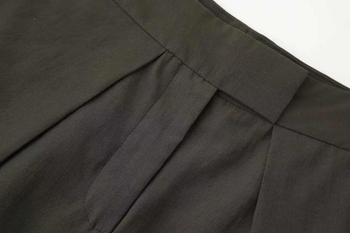 Fashion Army Green Loose Wide Leg Pants Women Casual Zip-up Pocket Pleated Long Trousers High Street Chic Long Pants 2026 New
