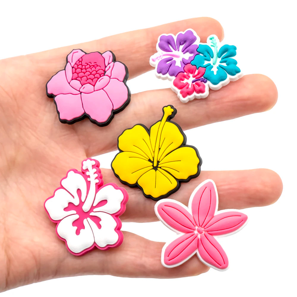1/10pcs Ginger Flower Shoe Charms for DIY Women Girls Pink Flower Shoe Accessories Decoration Ear of Wheat Pin Clog for Kids