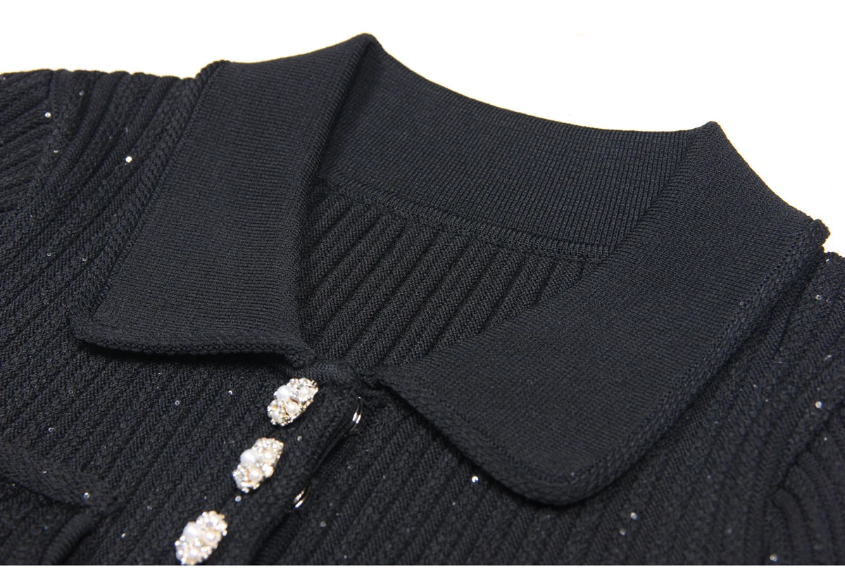 High Quality Summer 2024 New Short Sleeve Little Fragrance Dress Fashionable And Versatile Lady Celebrity Short Knit Skirt