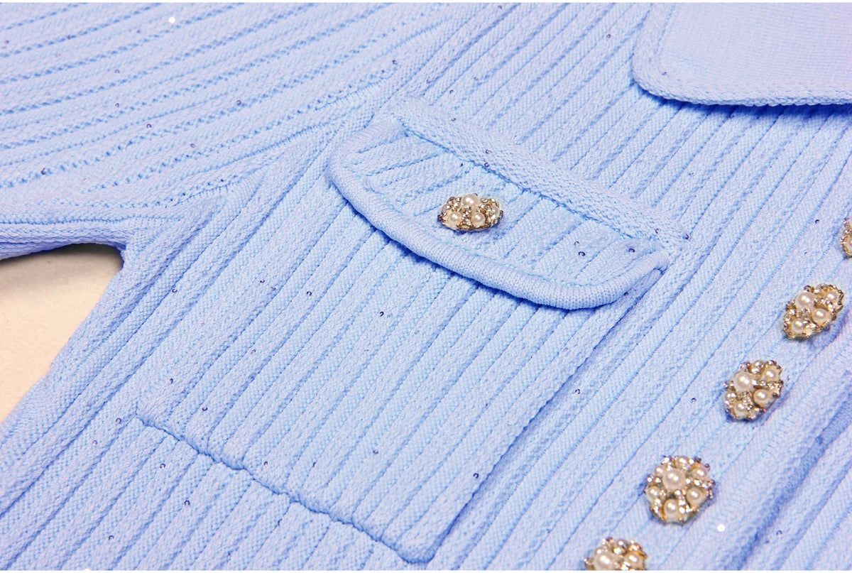 High Quality Summer 2024 New Short Sleeve Little Fragrance Dress Fashionable And Versatile Lady Celebrity Short Knit Skirt