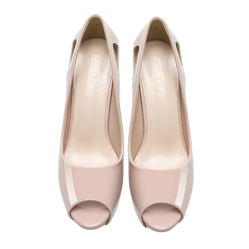 Women’s Shoes Heel Peep Toe High Heels Ladies Shoe Black Thick Bottom Shallow Sandals Summer 2025 Trend 32 Women Platform Pumps