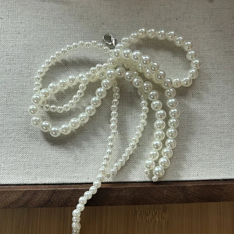 2pcs Shoelace Decorative Buckle Handmade Shoes Clip Double Layered Pearl Bead Bowknot Charm Bag Key Chain Pendant Accessories