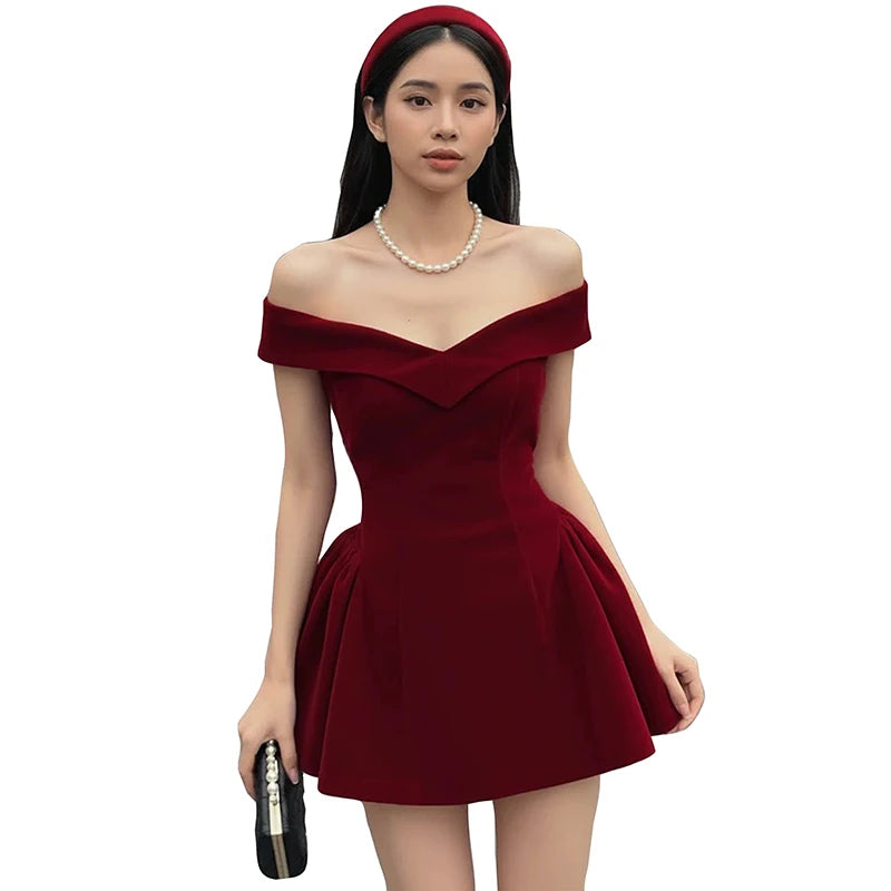 Sisterlind Bow Patchwork Dress Women Noble Chic Slash Neck Sleeveless Zip Ruffled Ruched Stretch Party Prom Banquet Sexy Bodycon