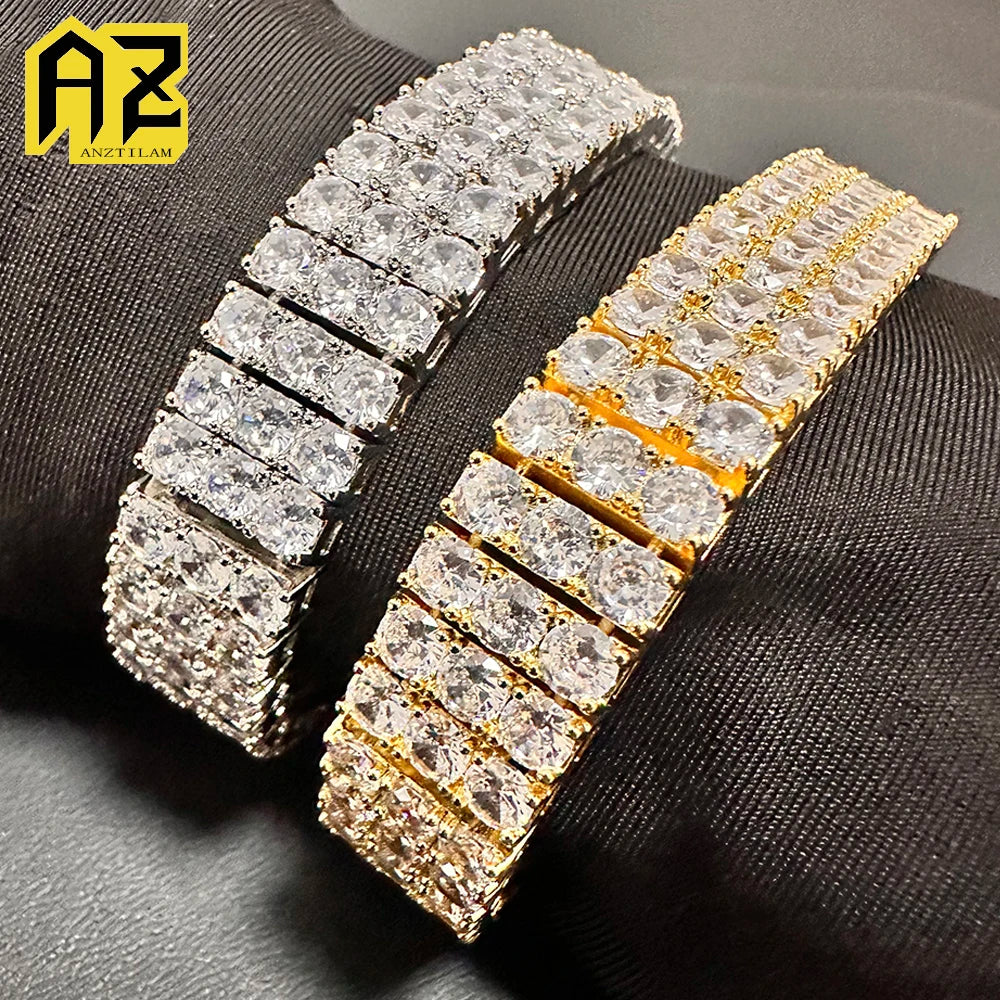 AZ 3 Rows Iced Out Tennis Chain Bracelet for Men Women Bling Zircon Hand Chain Hip Hop Jewelry Gift Drop Shipping
