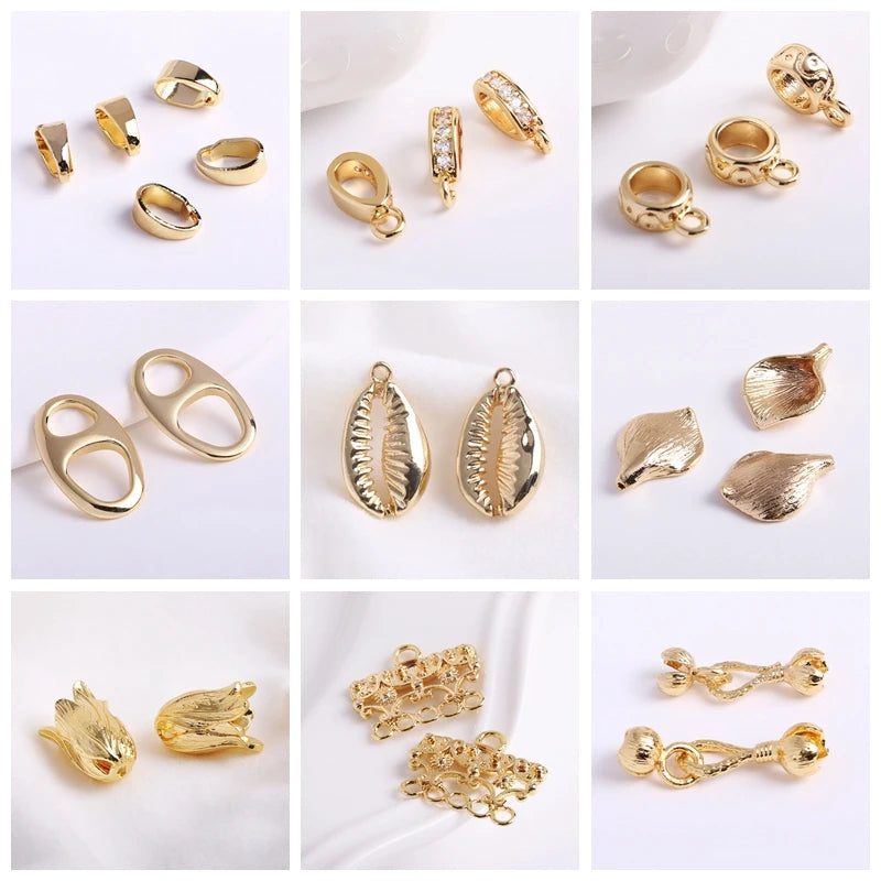 14K Gold Plated Round Hoop Earring Clasps Fitting Base Findings,Clasp For Earrings,DIY Jewelry Making Accessories Wholesale