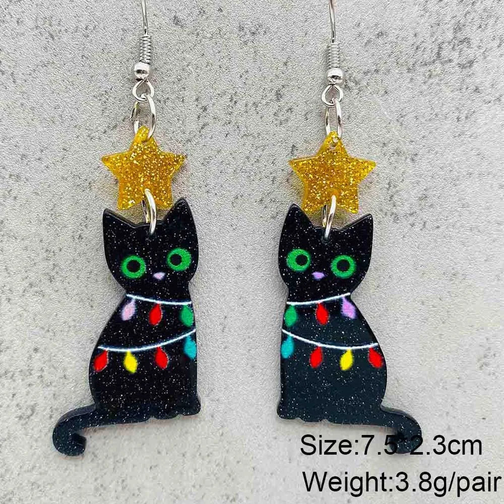 Ladies' fashionable cat design with cute earrings suitable for daily wear, gatherings, and holiday gifts