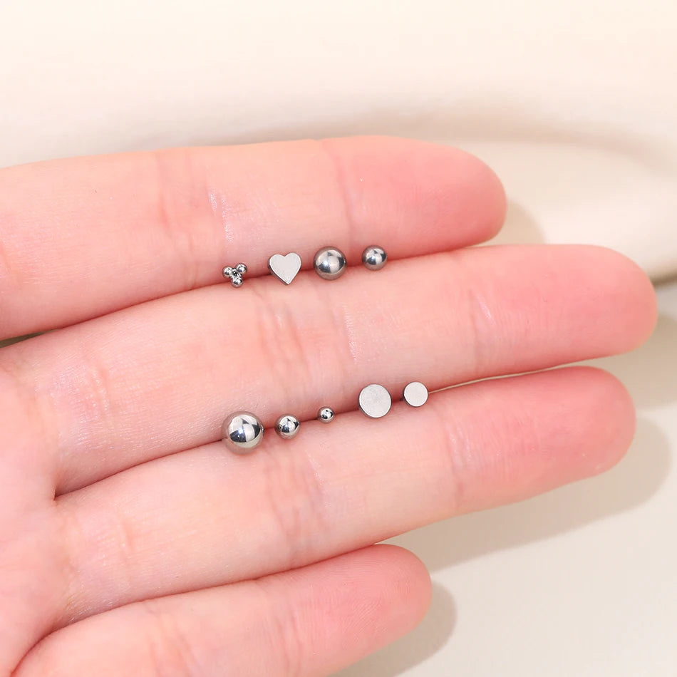 1/5PCS Titanium Threadless Labret Studs Piercing 16G Star Push Pin Cartilage Helix Tragus Earrings for Women Lip Stud Earrings