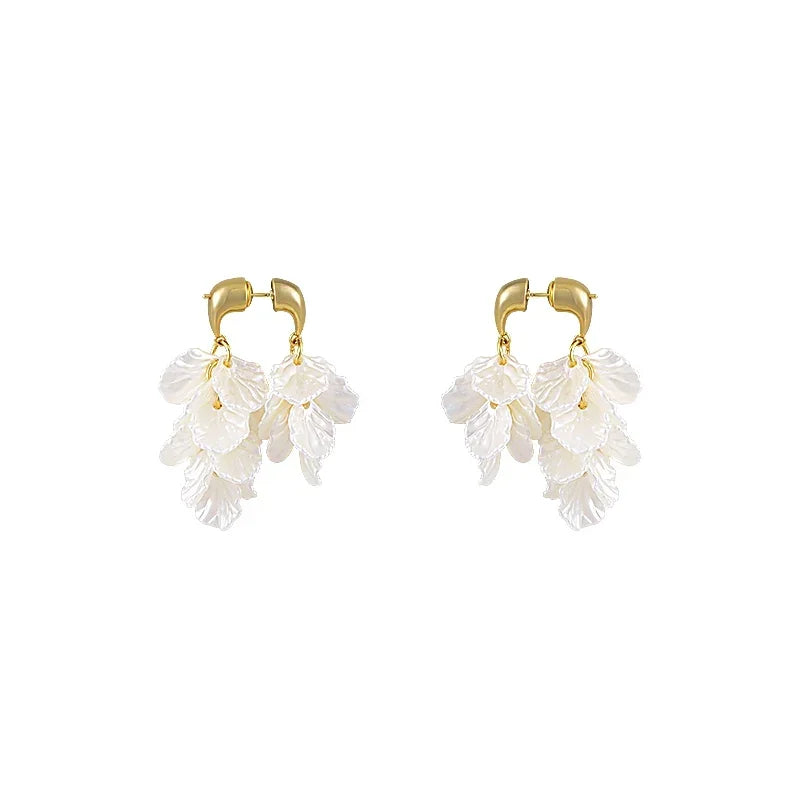 New fashion jewelry 14K gold plated  leaves tassels front  back wearing earrings elegant women's summer style beach accessories