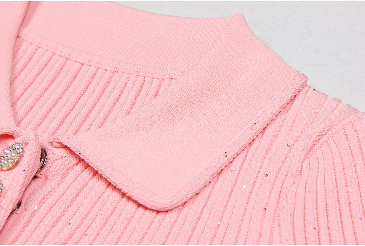 High Quality Summer 2024 New Short Sleeve Little Fragrance Dress Fashionable And Versatile Lady Celebrity Short Knit Skirt