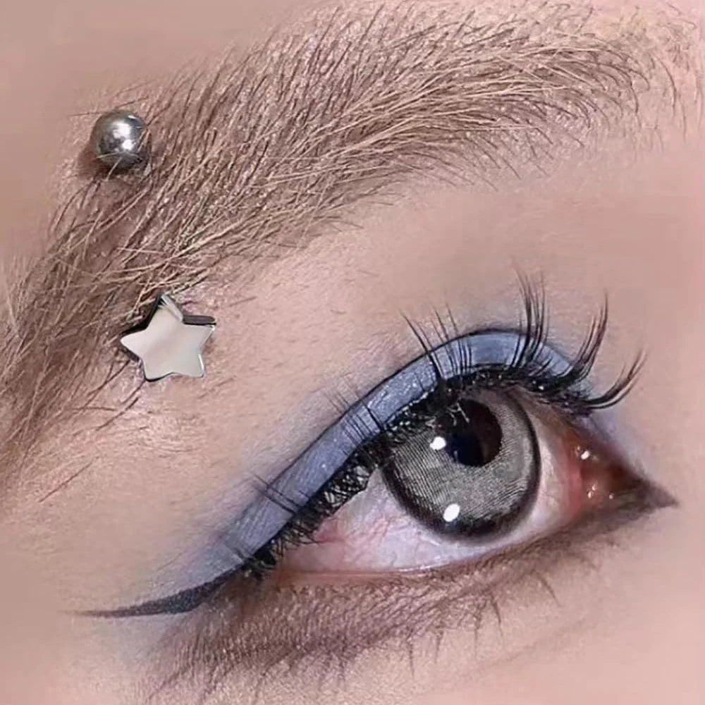 MZ 1Pcs F136 Titanium Eyebrow Stud Pointed Cone Round Ball Star Curved Rod Internal Thread 16G Earrings Body Piercing Jewelry
