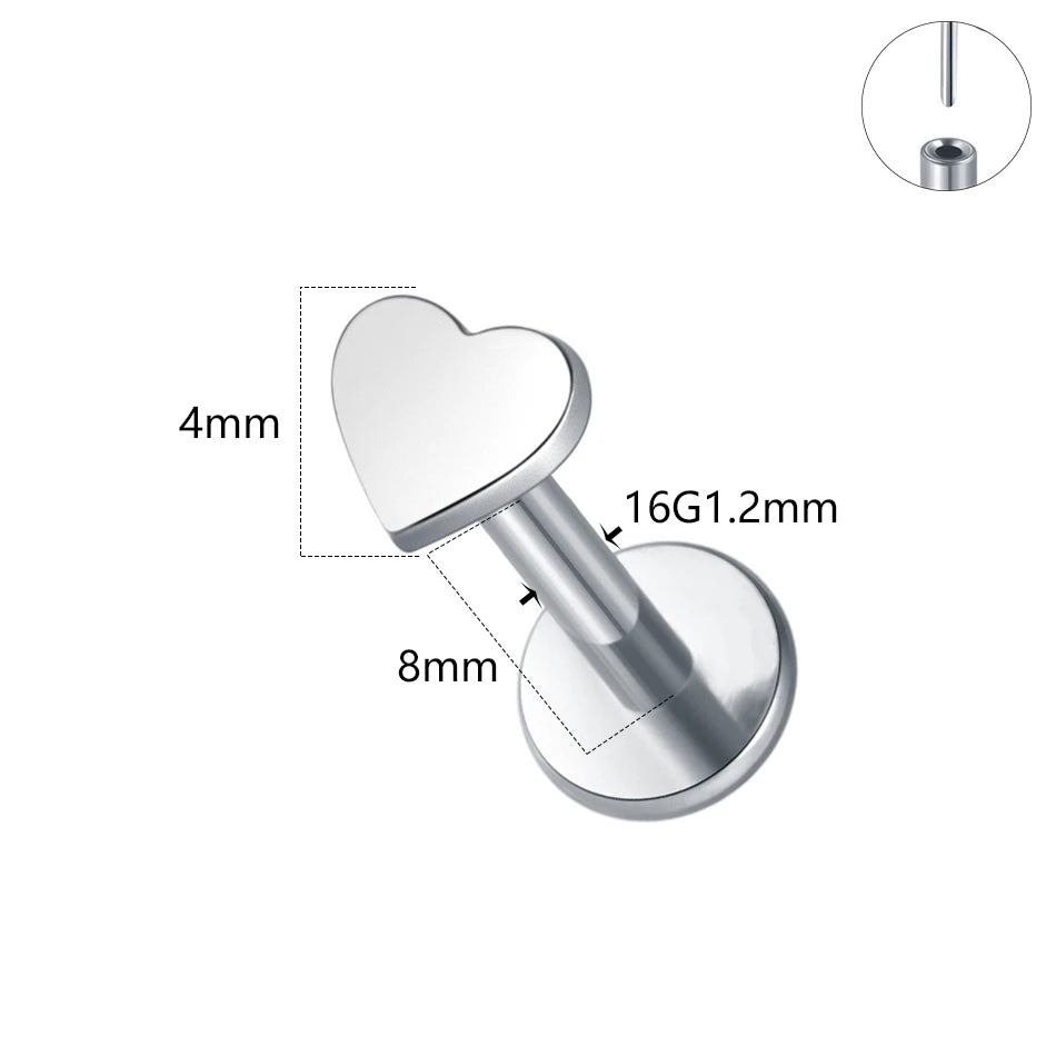 1/5PCS Titanium Threadless Labret Studs Piercing 16G Star Push Pin Cartilage Helix Tragus Earrings for Women Lip Stud Earrings