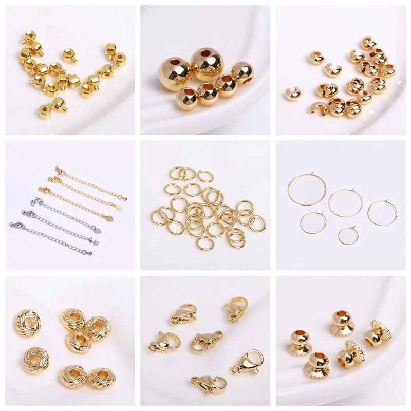 14K Gold Plated Round Hoop Earring Clasps Fitting Base Findings,Clasp For Earrings,DIY Jewelry Making Accessories Wholesale
